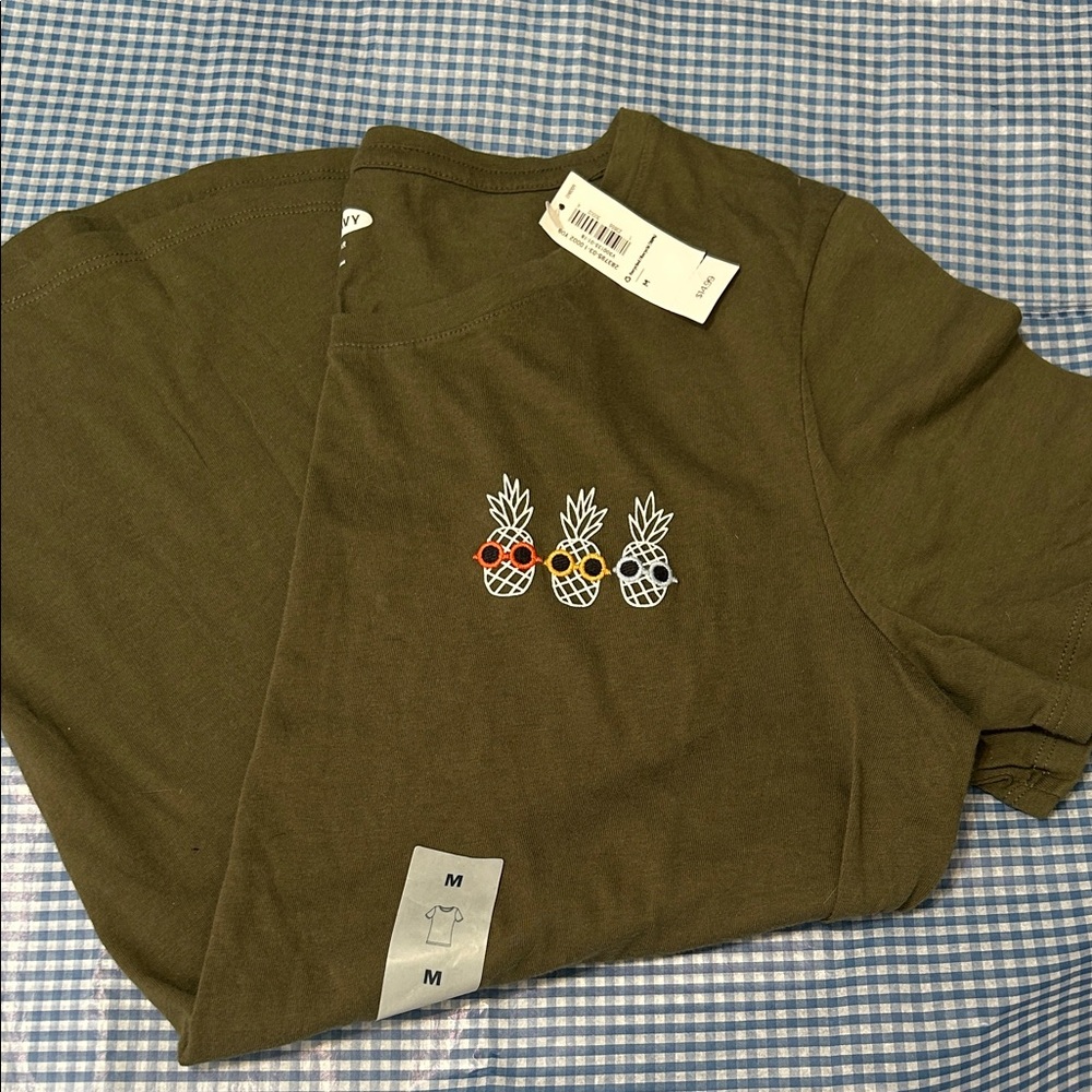 Old Navy Olive Green Pineapple Tee